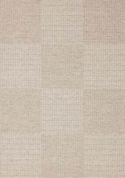 Peak Variegated Texture Block Wool Rug (6 x 8 - Beige Cream) 