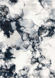 Sable Tapis Watercolour (8 x 11 - Peinture à l'Eau Bleu Crème Gris Blanc) 