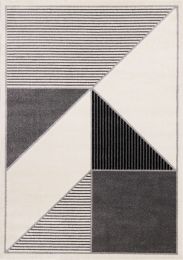 Safi Geometric Triangles  Rug (8 x 11 - Black Cream Grey) 