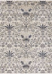 Samira Ornate Leaf Pattern  Rug (6 x 8 - Beige Blue Cream Grey) 