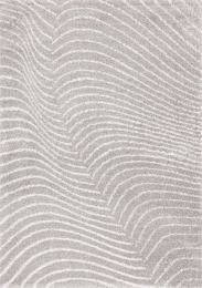 Shira White Wavy Lines Soft Touch  Rug (6 x 8 - Cream Grey) 