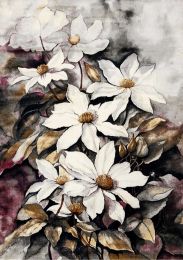 Sidra Floral Print Plush Rug (6 x 8 - Beige Black Cream Grey Pink) 