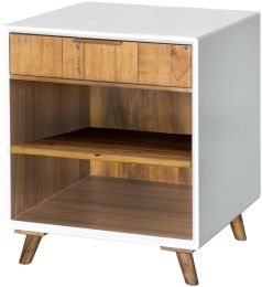 Marrakesh Nightstand (Distressed Natural & White Lacquer) 