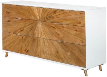 Marrakesh 6 Drawer Dresser (Distressed Natural & White Lacquer) 