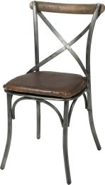 Cross Back Leather Cushion Seat (Vintage Brown) 