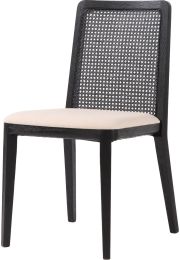 Rod Dining Chairs (Set of 2 - Oyster Linen & Black Legs) 