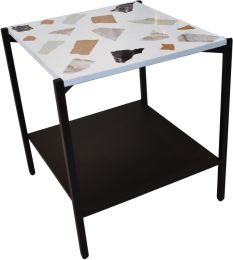 Terrazzo Table d'Appoint (Mosaïque Blanche) 