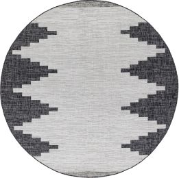 Eagean Rug 2356 (Round - Black - 7'10 x 7'10) 