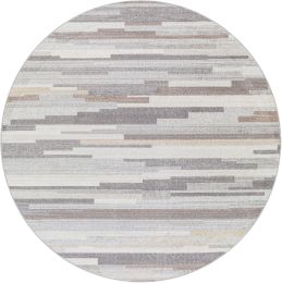 Roma Rug 2302 (Round - Grey - 7'10 x 7'10) 
