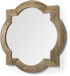 Argonne Wall Mirror (Round-Square Brown Wood Frame Mirror) 