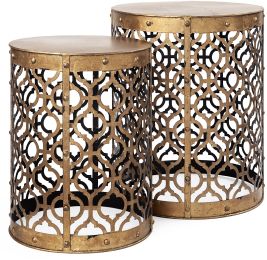 Rudebekia Accent Table (Set of 2 - Gold Round Metal) 