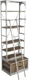 Brodie Shelving Unit (III - Medium Brown Wood Silver Accent) 