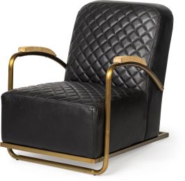 Horace Accent Chair (Black Leather & Gold Iron) 