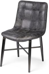 Horsdal Dining Chair (Black Faux Leather & Black Metal) 