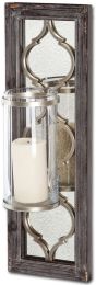 Umminal Wall Candle Holder (Antiqued Silver Wood Frame with Glass & Metal) 