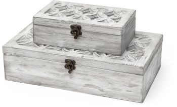 Floribundus Boxes (Set of 2 - Off-White Decorative) 