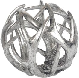 Ramus Antler Shaped Decorative Orb Ball (Large - Silver) 