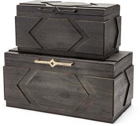 Cassia Boxes (Set of 2 - Brown Wooden) 