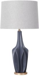 Bravar Table Lamp (III - Grey-Blue Resin Base with Grey Fabric Shade) 