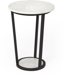 Bombola Accent Table (15W - White Marble & Black Metal) 