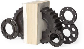 Cogsworth Bookends (Set of 2 - Brown Resin Industrial Gear) 
