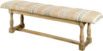 Greenfield Bench (Patterned Tan Upholstered Wood Frame) 