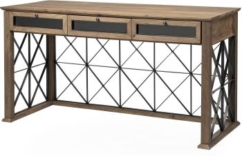 Eldorado Desk (III - Brown Wood Metal Cross-Hatch Office) 