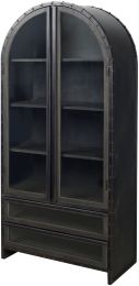 Gehry Display Cabinet (Dark Brown Metal Brown Wood & Glass Door) 