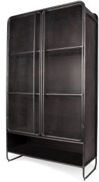 Klaus Display Cabinet (Dark Brown Polished Metal Mesh Door) 