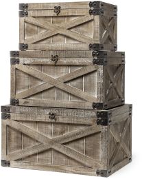 Port Boxes (Set of 3 - Moody Brown Wooden Decorative) 