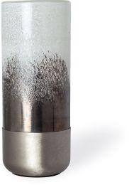 Baltic Vase (Tall - White Brushed Silver Metal Bottom Glass) 