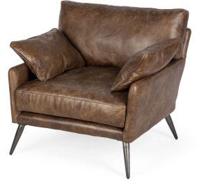 Cochrane Accent Chair (Brown Leather & Grey Iron) 