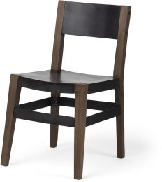 Nell Dining Chair (Black Iron Seat Solid Brown Wooden Base) 