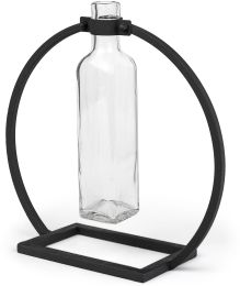 Monica Vase (Tall - Black Metal Glass Bottle) 