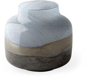 Nasser Vase (Short - Blue & Gold & Chrome Urn Style Glass) 