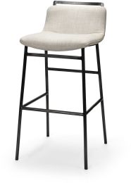 Kavalan Counter Stool (Beige Upholstered Seat Grey Metal Frame) 