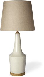 Rebecca Table Lamp (White Crackled Ceramic Base Wood Accent) 