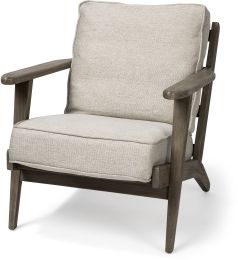 Olympus Accent Chair (Beige Fabric Wrapped Wooden Frame) 