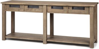 Harrelson Console Table (III - Brown Wood 4 Drawer) 