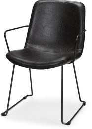 Sawyer Dining Chair (Dark Brown Faux-Leather Seat Black Iron Frame) 