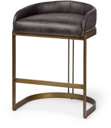 Hollyfield Counter Stool (Black Leather & Gold Metal) 