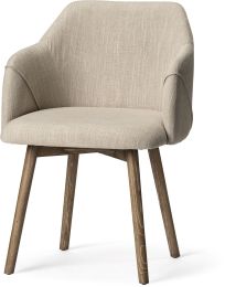 Ronald Dining Chair (Cream Fabric Wrap Brown Wooden Base) 