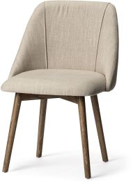 Ronald Dining Chair (Set of 2 - Cream Fabric Wrap Brown Wooden Base) 