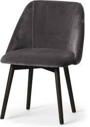Ronald Dining Chair (Set of 2 - Grey Velvet Wrap Black Wood Base) 