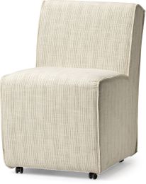 Damon Dining Chair (Set of 2 - Fully Upholstered Cream-Toned Fabric on Casters) 