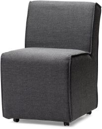 Damon Dining Chair (Set of 2 - Fully Upholstered Grey Fabric on Casters) 