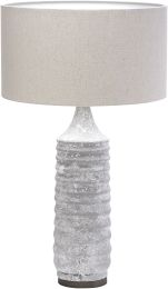 Harlan Table Lamp (Beige-Toned Fabric Shade Grey Concrete Base) 