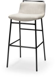 Kavalan Bar Stool (Beige Upholstered Seat Grey Metal Frame) 