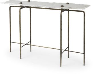 Pinera Console Table (White Marble & Gold Iron) 