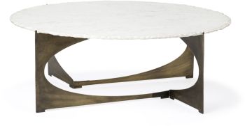 Reinhold Coffee Table (Round - White Marble Top Gold Base) 